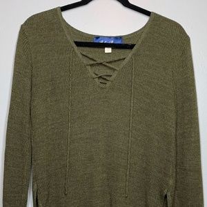 Blue Rain - Long Army Green Sweater Tee
